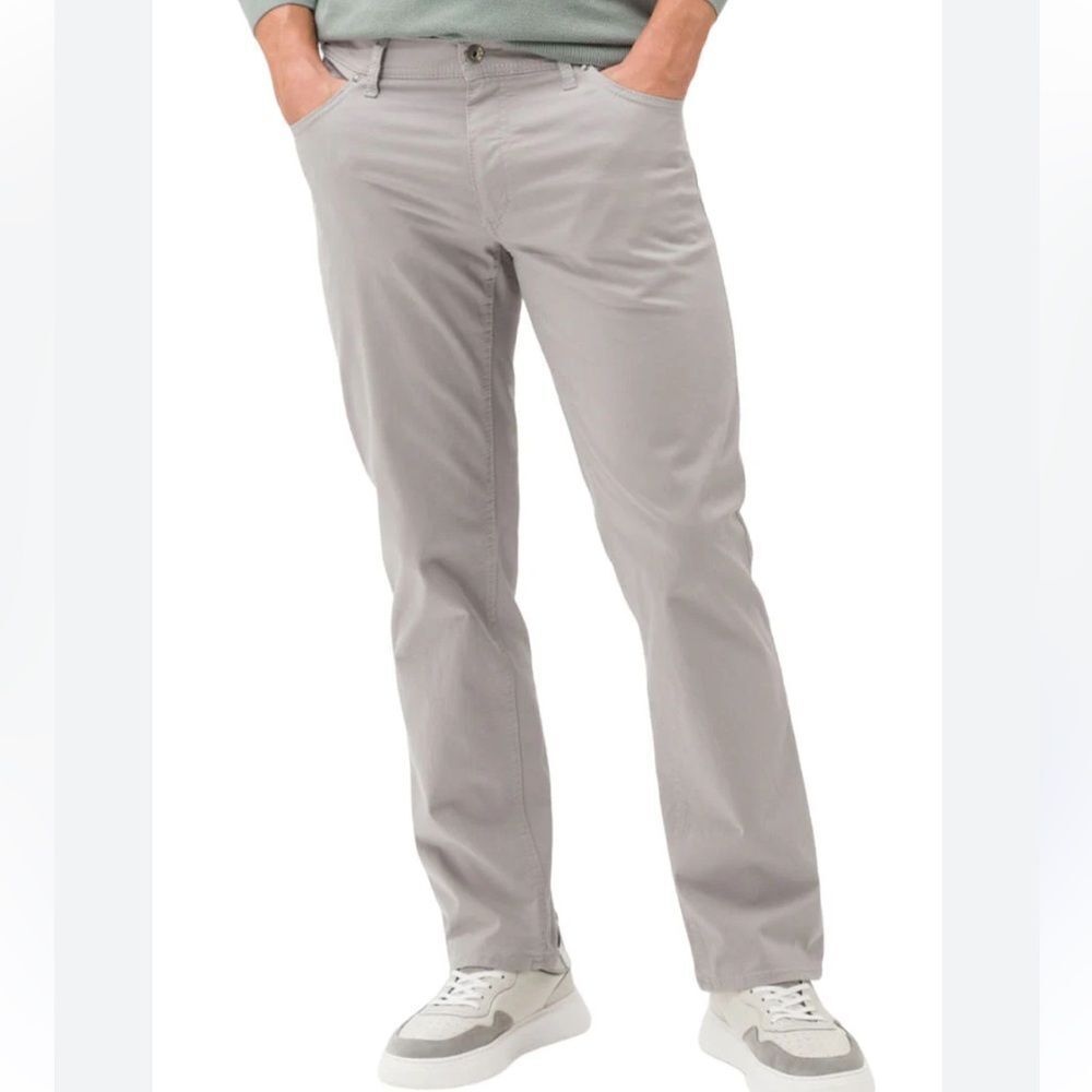 BRAX Mens Cooper Straight Fancy Pants Size 34 Grey Stretch Classic Regular Fit